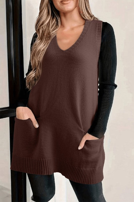 No Words Sleeveless Sweater Vest-Brown-SMALL-Cute-Trendy-Shop-Womens-Boutique-Clothing-Store