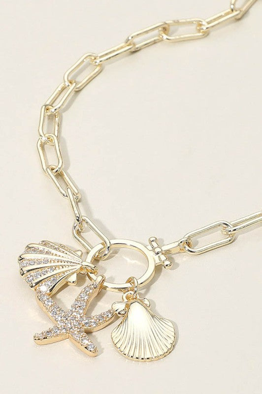Best of the Beach Gold Shell Charm Necklace-Cute-Trendy-Shop-Womens-Boutique-Clothing-Store