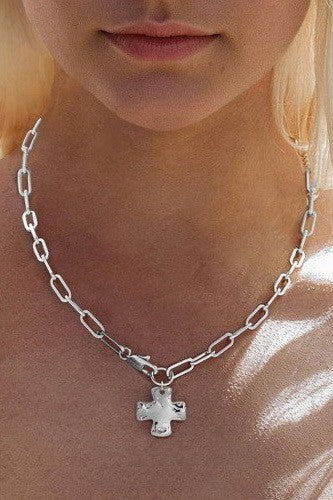 Keep It Personal Small Hammered Cross Necklace