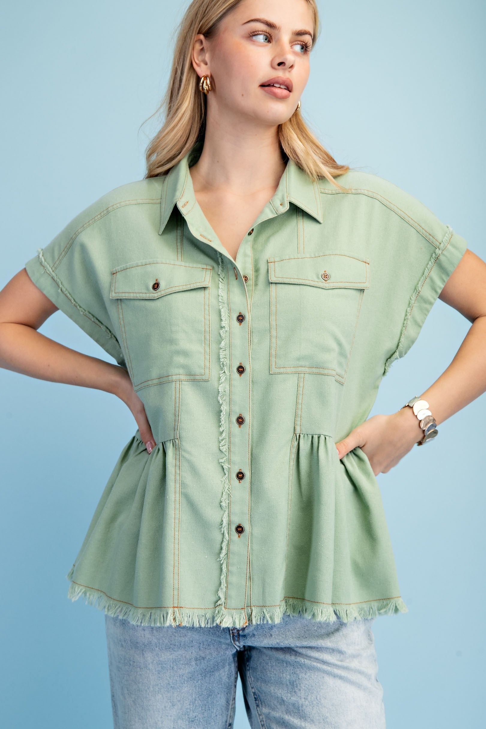 Peplum Perfection Top-SMALL-Sage-[option4]-[option5]-Cute-Trendy-Shop-Womens-Boutique-Clothing-Store