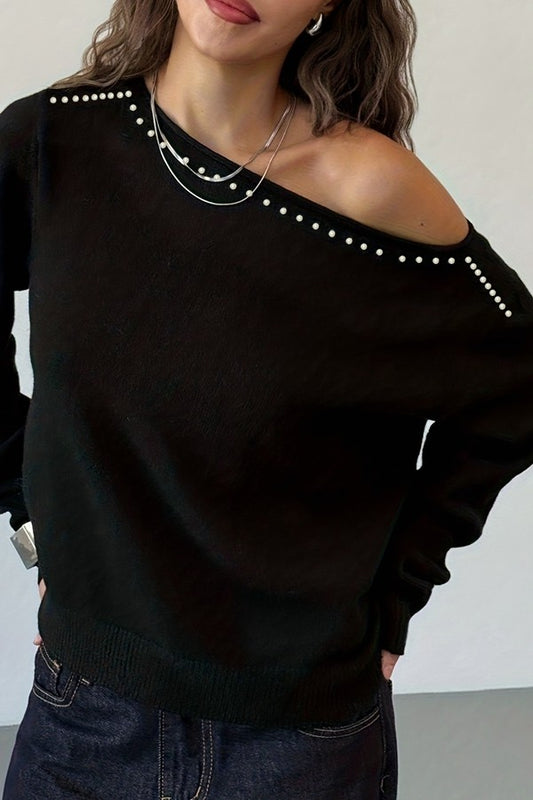 Show a little shoulder Black Top-[option4]-[option5]-Cute-Trendy-Shop-Womens-Boutique-Clothing-Store