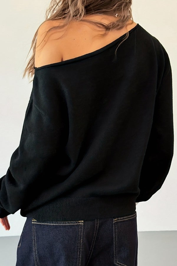 Show a little shoulder Black Top-[option4]-[option5]-Cute-Trendy-Shop-Womens-Boutique-Clothing-Store