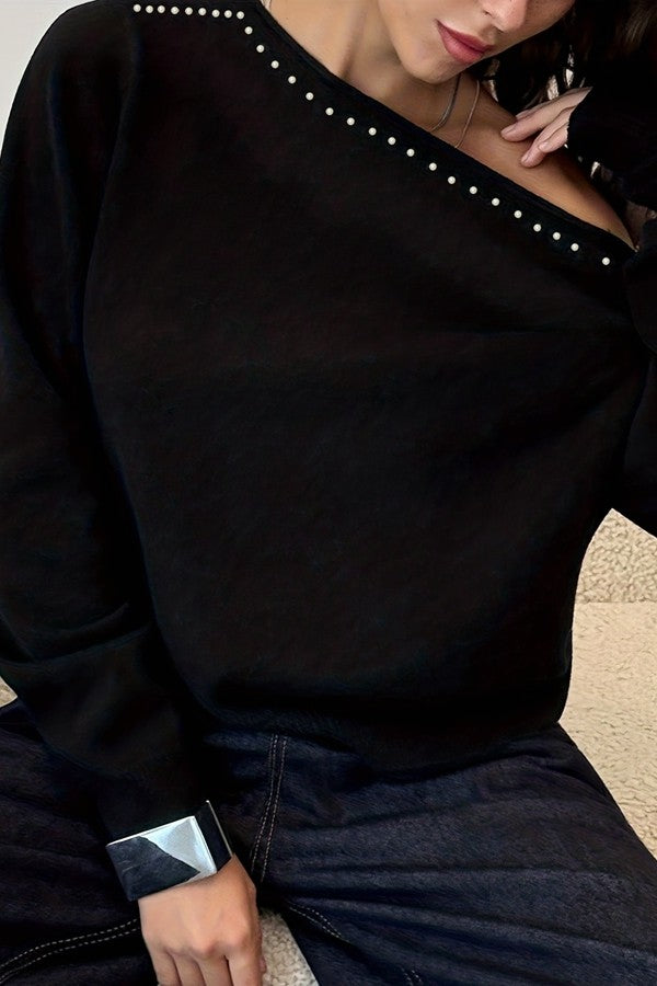 Show a little shoulder Black Top-[option4]-[option5]-Cute-Trendy-Shop-Womens-Boutique-Clothing-Store