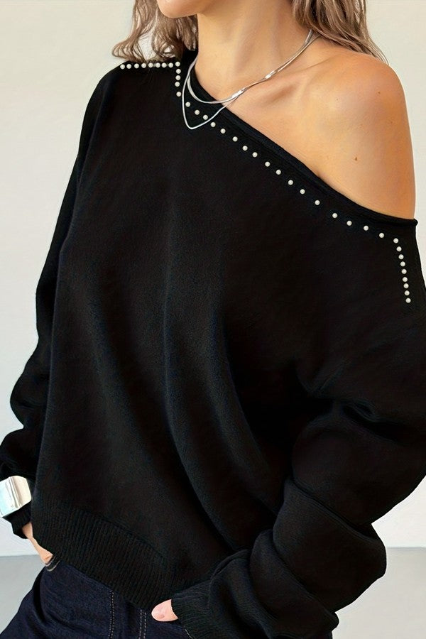Show a little shoulder Black Top-[option4]-[option5]-Cute-Trendy-Shop-Womens-Boutique-Clothing-Store