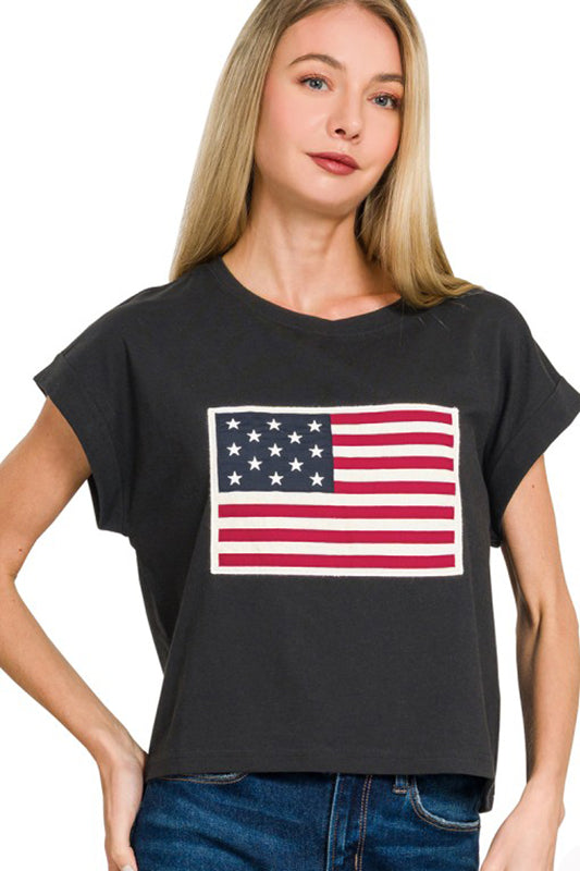 Proud of America T-Shirt-Black-SMALL-[option4]-[option5]-Cute-Trendy-Shop-Womens-Boutique-Clothing-Store