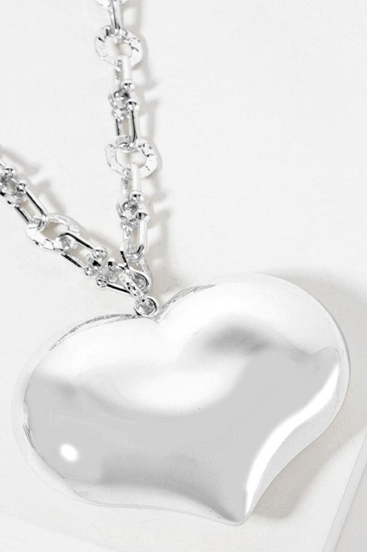 My Heart Is Full Puffy Heart Necklace-Silver-[option4]-[option5]-Cute-Trendy-Shop-Womens-Boutique-Clothing-Store
