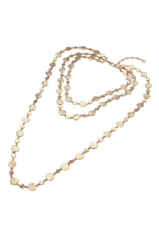 My Journey Long Gold Disc Necklace