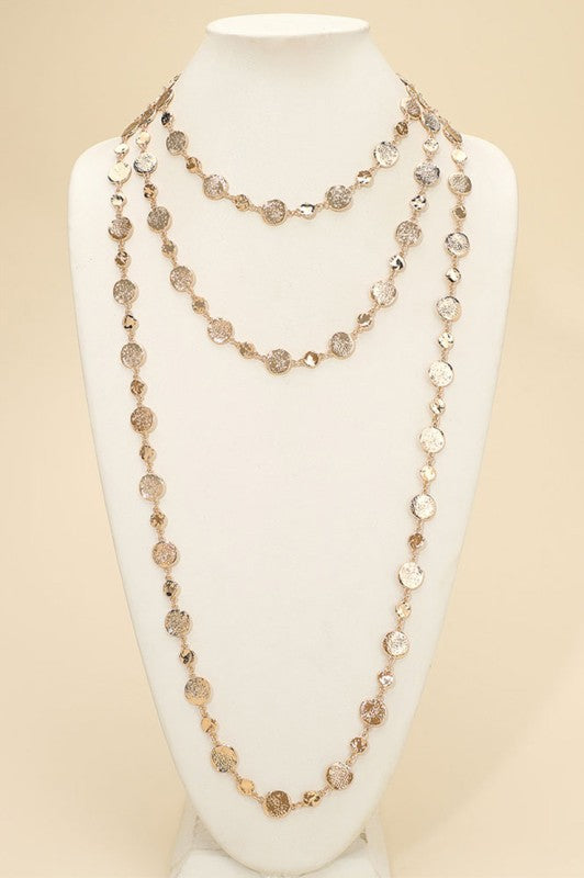 My Journey Long Gold Disc Necklace-[option4]-[option5]-Cute-Trendy-Shop-Womens-Boutique-Clothing-Store