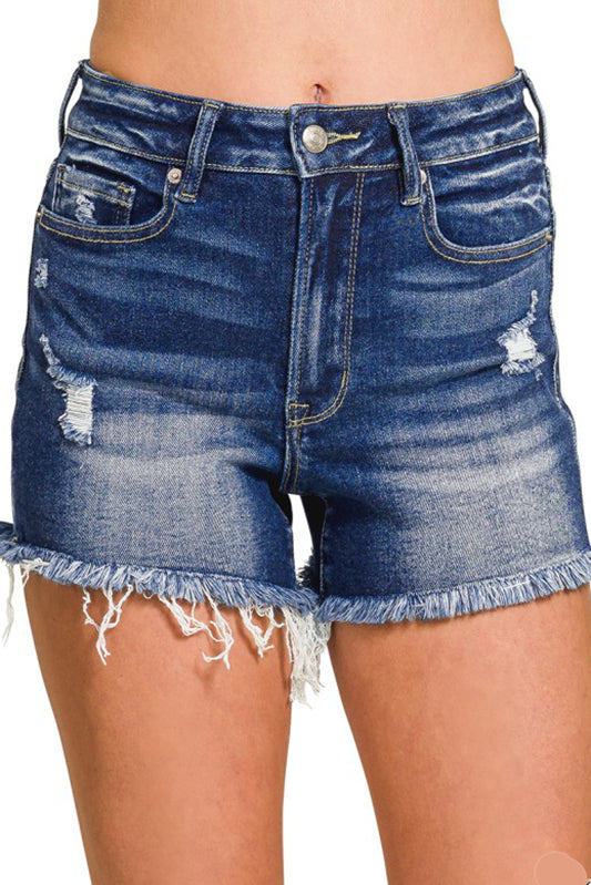 Played Hooky Today Denim Distressed Shorts-[option4]-[option5]-Cute-Trendy-Shop-Womens-Boutique-Clothing-Store