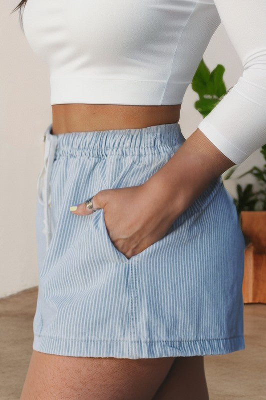 Daydreaming Denim Stripe Shorts-[option4]-[option5]-Cute-Trendy-Shop-Womens-Boutique-Clothing-Store