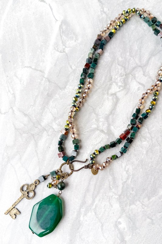 Here's My Key India Agate Necklace-[option4]-[option5]-Cute-Trendy-Shop-Womens-Boutique-Clothing-Store