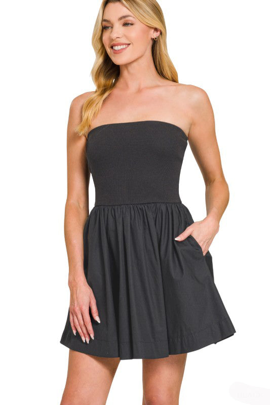 This Screams Summer Fun Strapless Dress-Black-SMALL-[option4]-[option5]-Cute-Trendy-Shop-Womens-Boutique-Clothing-Store