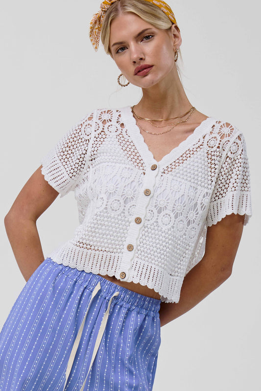 Whisper Lace Crochet V-Neck Blouse-Cute-Trendy-Shop-Womens-Boutique-Clothing-Store