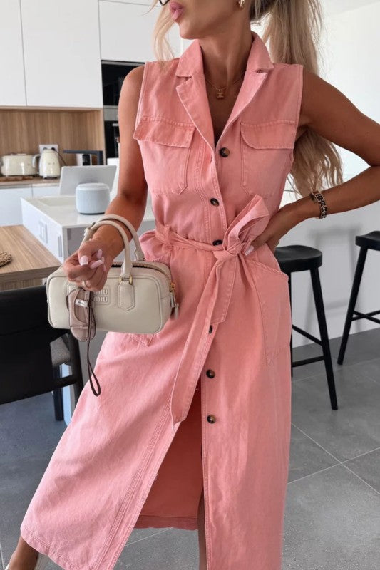 Challenge Accepted Midi Denim Sleeveless Dress-Pink-SMALL-Cute-Trendy-Shop-Womens-Boutique-Clothing-Store