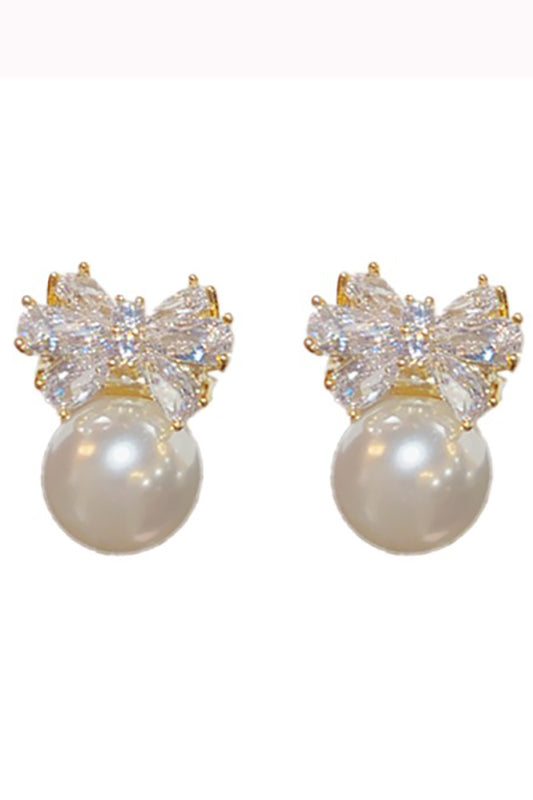 Special Occasion Pearl and Bow Earrings-Cute-Trendy-Shop-Womens-Boutique-Clothing-Store