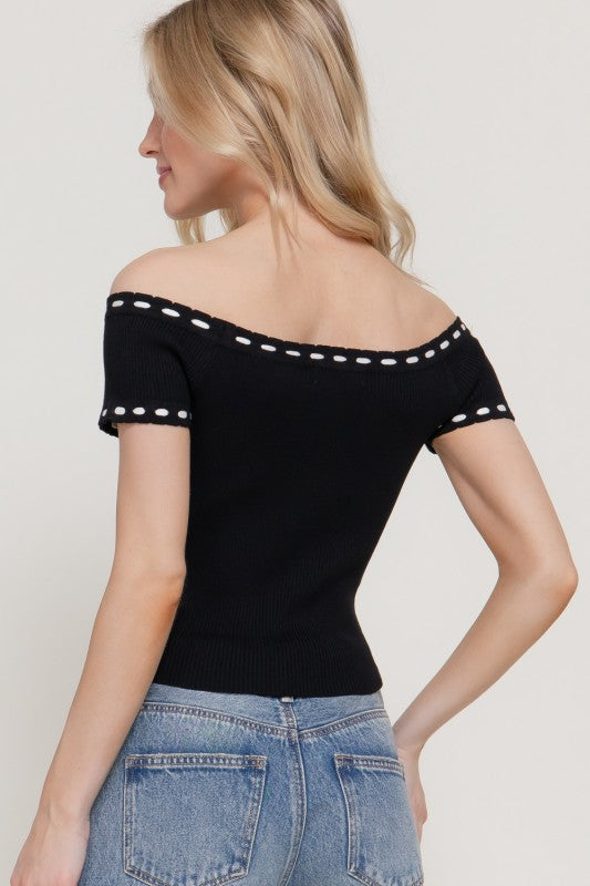 Plan Ahead Off Shoulder Sweater Top-Black-SMALL-[option4]-[option5]-Cute-Trendy-Shop-Womens-Boutique-Clothing-Store