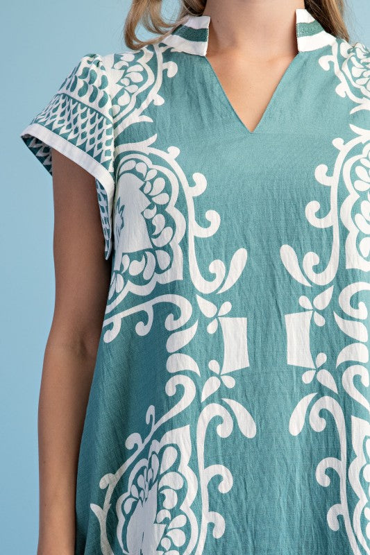Retro Romance Printed Mint Dress-Cute-Trendy-Shop-Womens-Boutique-Clothing-Store