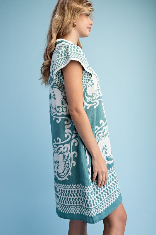 Retro Romance Printed Mint Dress-Cute-Trendy-Shop-Womens-Boutique-Clothing-Store