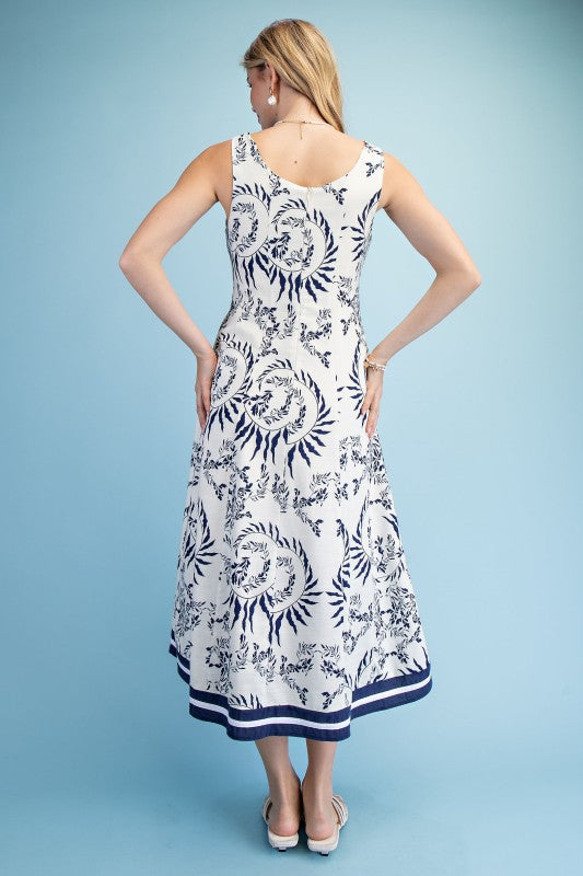 Polished Porcelain Design Midi Dress-Cute-Trendy-Shop-Womens-Boutique-Clothing-Store