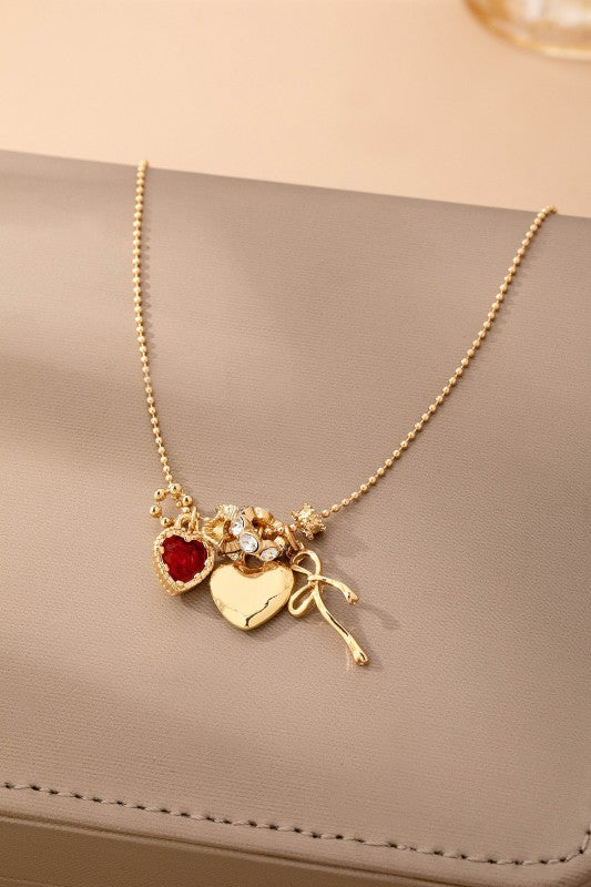 Thoughtful Gift Heart and Bow Necklace-Cute-Trendy-Shop-Womens-Boutique-Clothing-Store