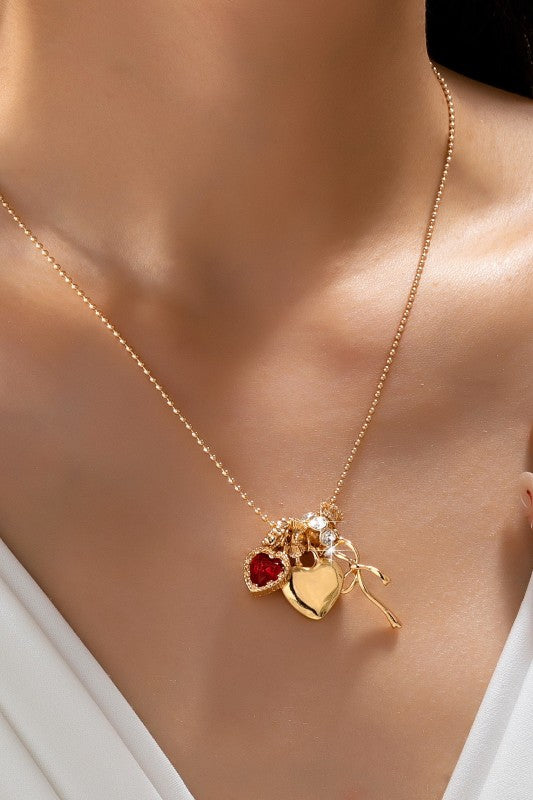 Thoughtful Gift Heart and Bow Necklace-Cute-Trendy-Shop-Womens-Boutique-Clothing-Store