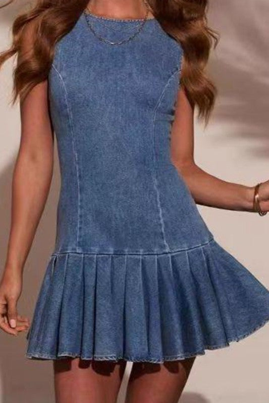 open back denim dress Late Night Talks Open Back Denim Dress X-LARGE
