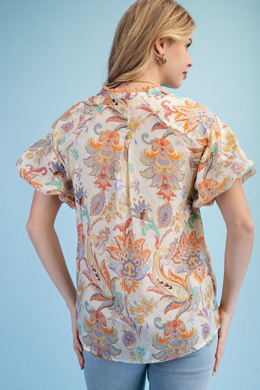 Sunrise Paisley Lace-Trim Blouse-Cute-Trendy-Shop-Womens-Boutique-Clothing-Store