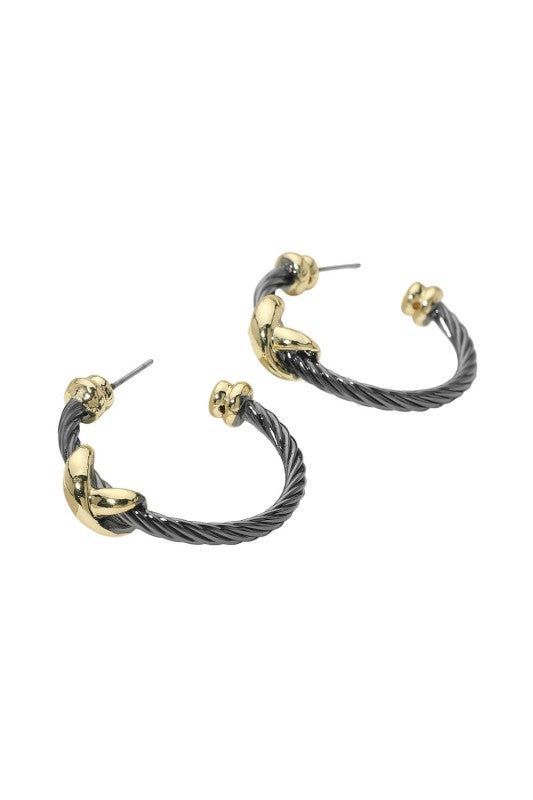 Quite Stunning Black Cable and Gold Earrings-Cute-Trendy-Shop-Womens-Boutique-Clothing-Store