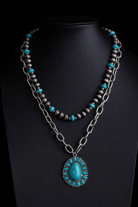Saddle Up Layered Chain Western Bead Necklace-2-Cute-Trendy-Shop-Womens-Boutique-Clothing-Store