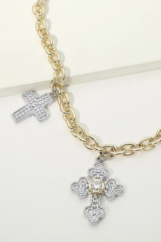 Sweetest Story Ever Triple Cross Necklace-Cute-Trendy-Shop-Womens-Boutique-Clothing-Store
