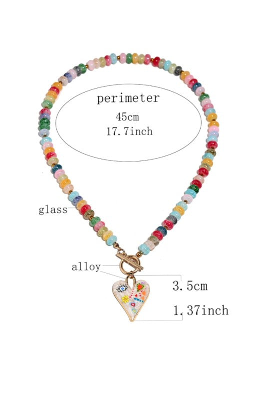 Dripping in Drama Glass Heart Necklace
