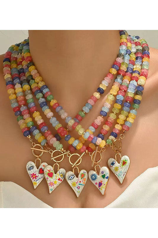 Dripping in Drama Glass Heart Necklace