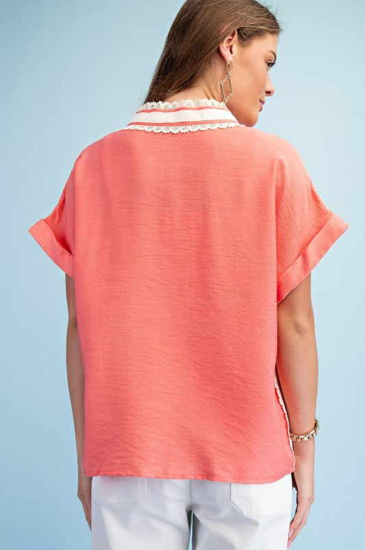 Sunset Promenade Lace-Trimmed Top-Cute-Trendy-Shop-Womens-Boutique-Clothing-Store