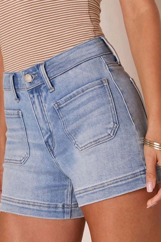 Ready For The Day Stretch Shorts-Light Blue Denim-SMALL-[option4]-[option5]-Cute-Trendy-Shop-Womens-Boutique-Clothing-Store