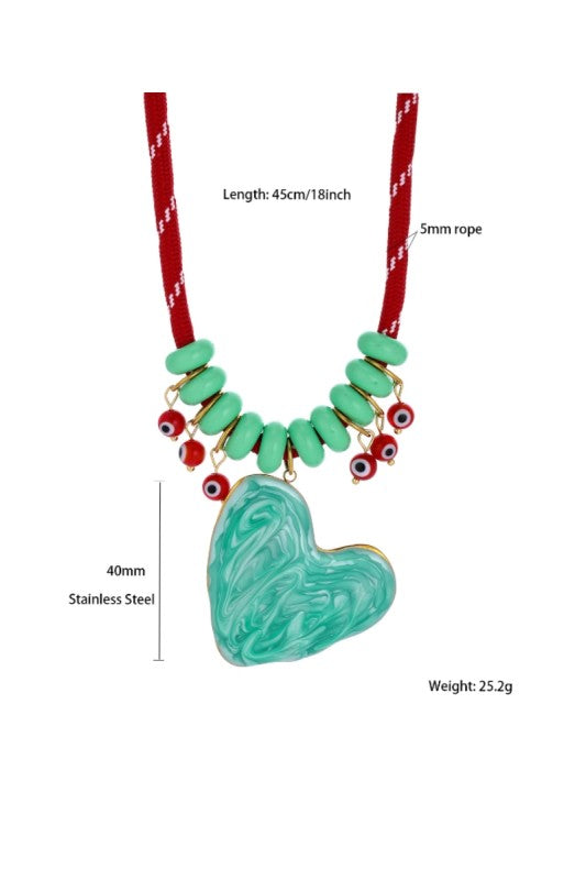 Double the Charm Beaded Heart Necklace Set-Cute-Trendy-Shop-Womens-Boutique-Clothing-Store
