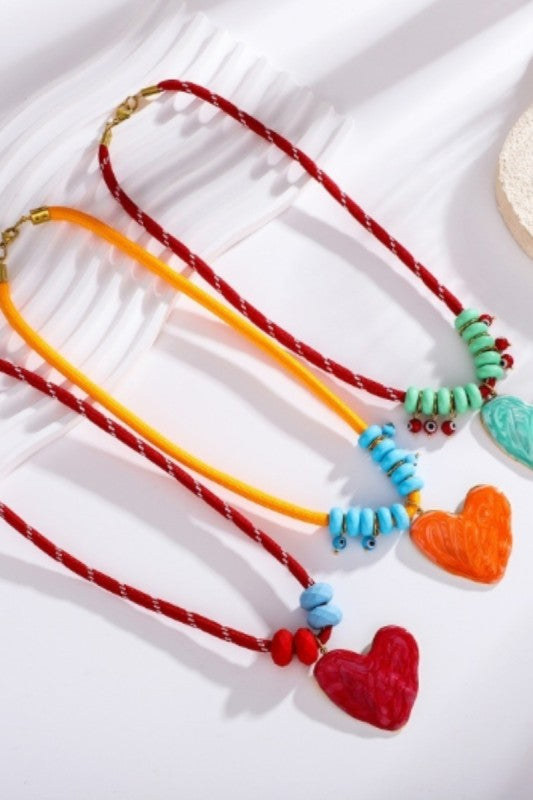 Double the Charm Beaded Heart Necklace Set-Cute-Trendy-Shop-Womens-Boutique-Clothing-Store