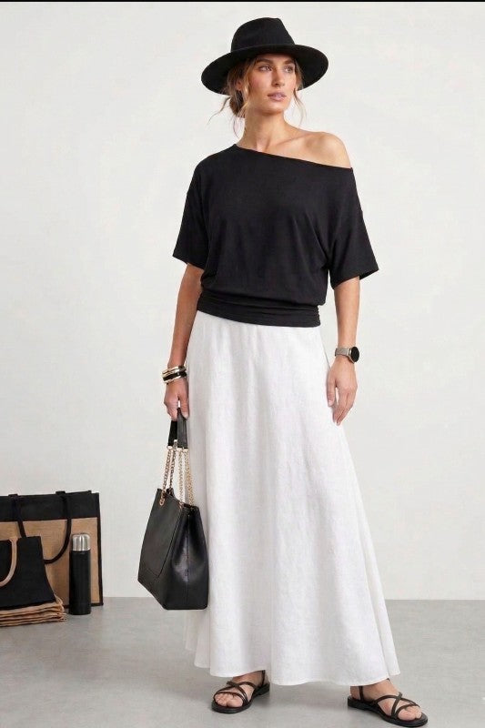 Coastal Casual Off Shoulder Top-Black-SMALL-Cute-Trendy-Shop-Womens-Boutique-Clothing-Store