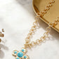 Hammered Cross Necklace with Turquoise Accents-[option4]-[option5]-Cute-Trendy-Shop-Womens-Boutique-Clothing-Store