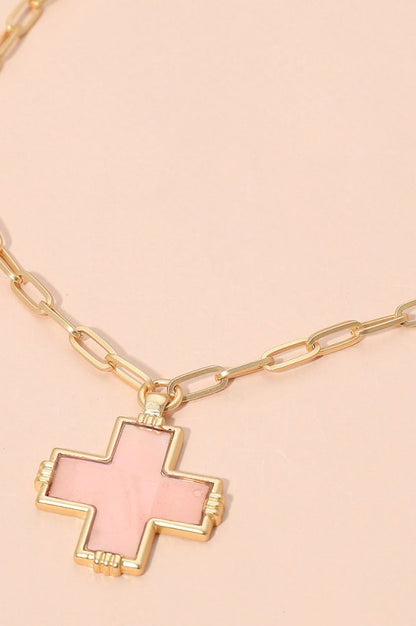 It's Your Decision Cross Necklace-Pink-[option4]-[option5]-Cute-Trendy-Shop-Womens-Boutique-Clothing-Store