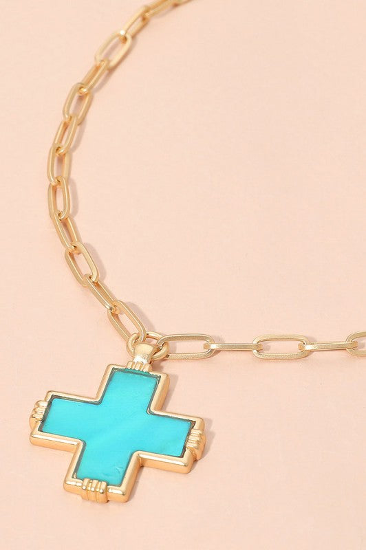It's Your Decision Cross Necklace-Turquoise-[option4]-[option5]-Cute-Trendy-Shop-Womens-Boutique-Clothing-Store