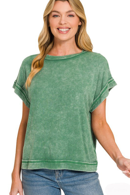All The Reasons Ribbed T-Shirt-Green-SMALL-[option4]-[option5]-Cute-Trendy-Shop-Womens-Boutique-Clothing-Store