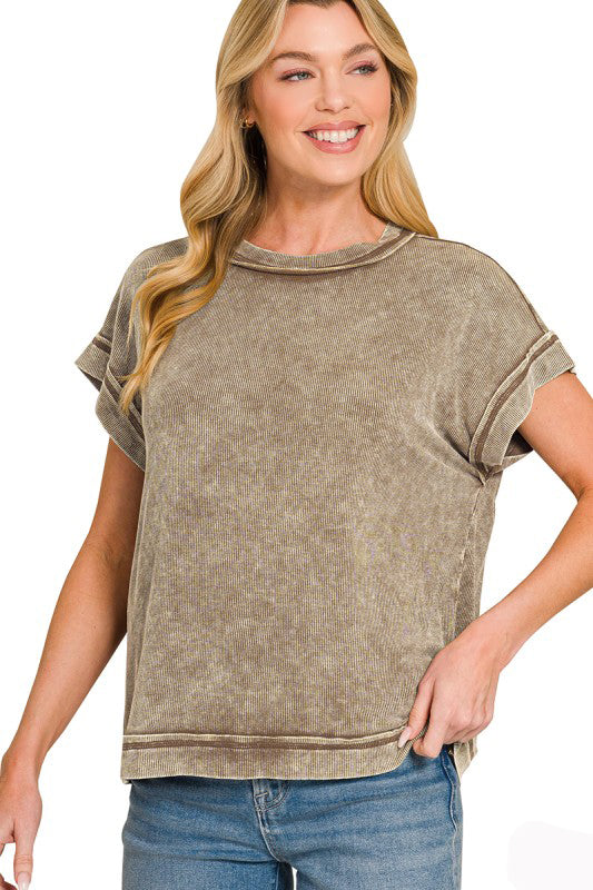 All The Reasons Ribbed T-Shirt-Brown-SMALL-[option4]-[option5]-Cute-Trendy-Shop-Womens-Boutique-Clothing-Store