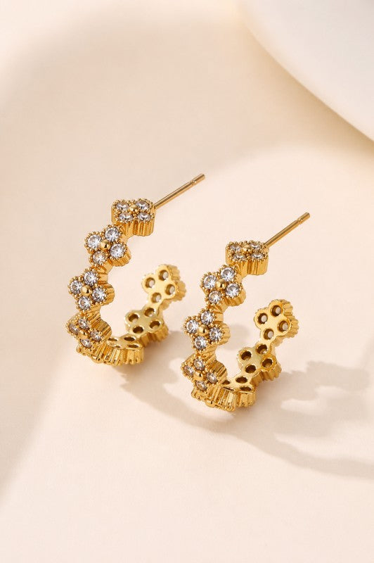 Blossom Pavé Floral Huggie Hoops