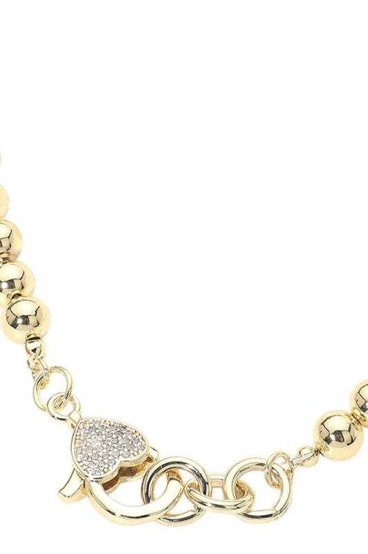 Lighthearted Look Gold Heart and Bead Necklace-[option4]-[option5]-Cute-Trendy-Shop-Womens-Boutique-Clothing-Store