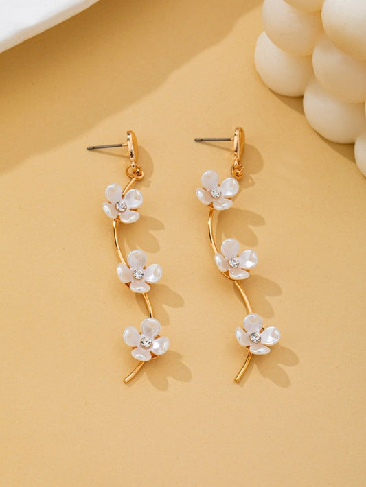 Vine & Divine Mother of Pearl Flower Drop Earrings-Cute-Trendy-Shop-Womens-Boutique-Clothing-Store