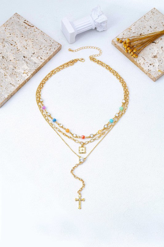 Heavenly Multi-Strand Cross Lariat Necklace-Cute-Trendy-Shop-Womens-Boutique-Clothing-Store