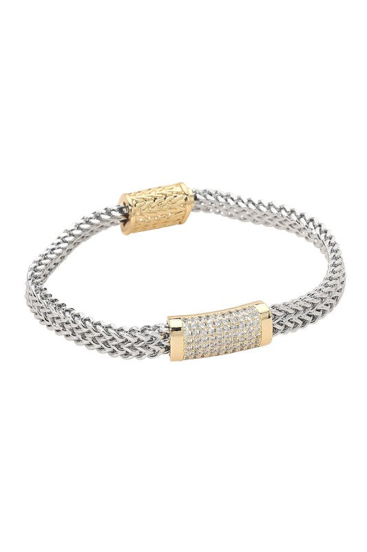 Pave Bar Mesh Magnetic Bracelet-Cute-Trendy-Shop-Womens-Boutique-Clothing-Store