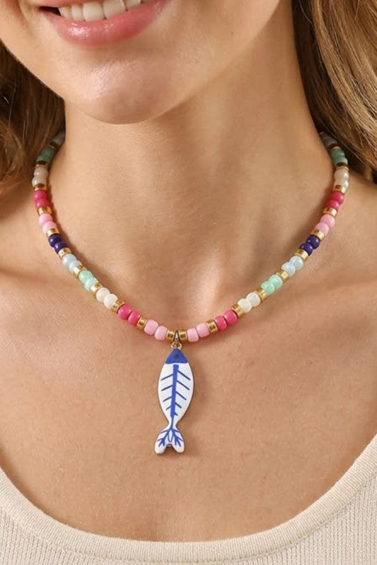 Catch of the Day Beaded Fish Choker-Cute-Trendy-Shop-Womens-Boutique-Clothing-Store