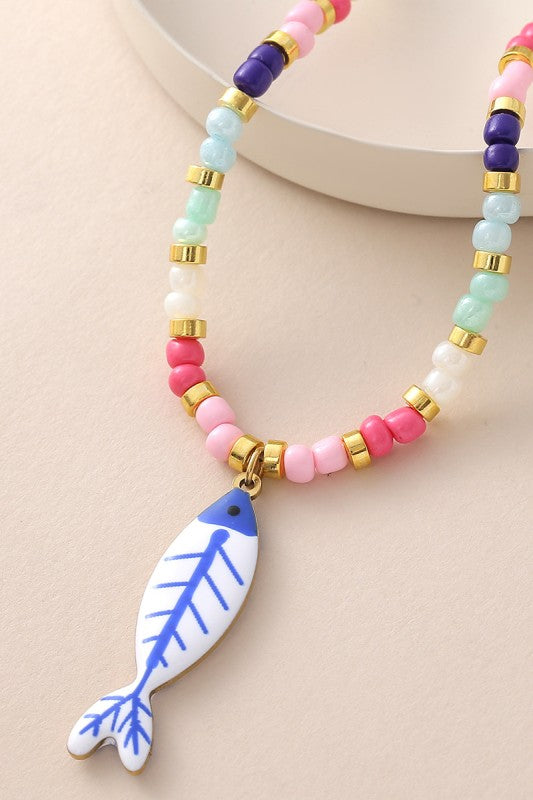 Catch of the Day Beaded Fish Choker