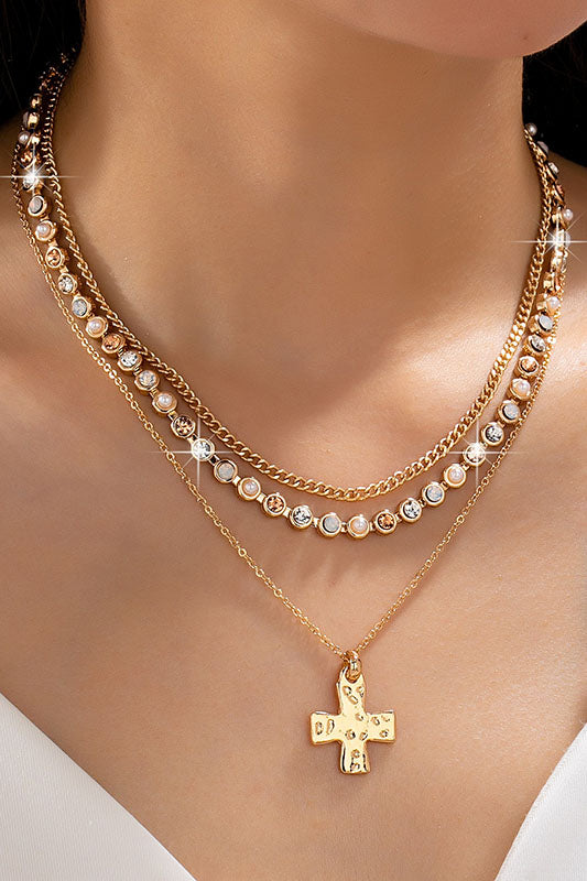 Sacred Sparkle Bezel & Pearl Layered Necklace-Cute-Trendy-Shop-Womens-Boutique-Clothing-Store